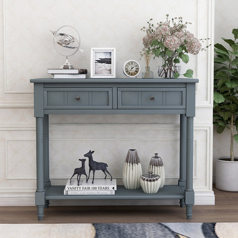 Navy console table with drawers discount